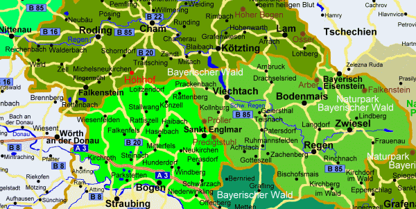 Übersichtskarte Landkreis Cham Bayerischer Wald